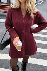 A-Line Long Sleeve Sweater Dress