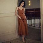 JuliaFashion - Sexy Satin Backless Vintage Dress