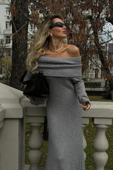 Off Shoulder Knit Sweater Dress