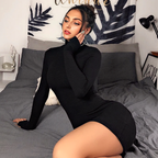 Julia Fashion - Turtleneck Long Sleeve Skinny Mini Dress