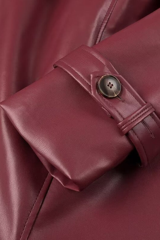 Loose Leather Trench Coat coats