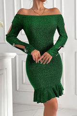 Off-Shoulder Slim Bodycon Sweater Dress