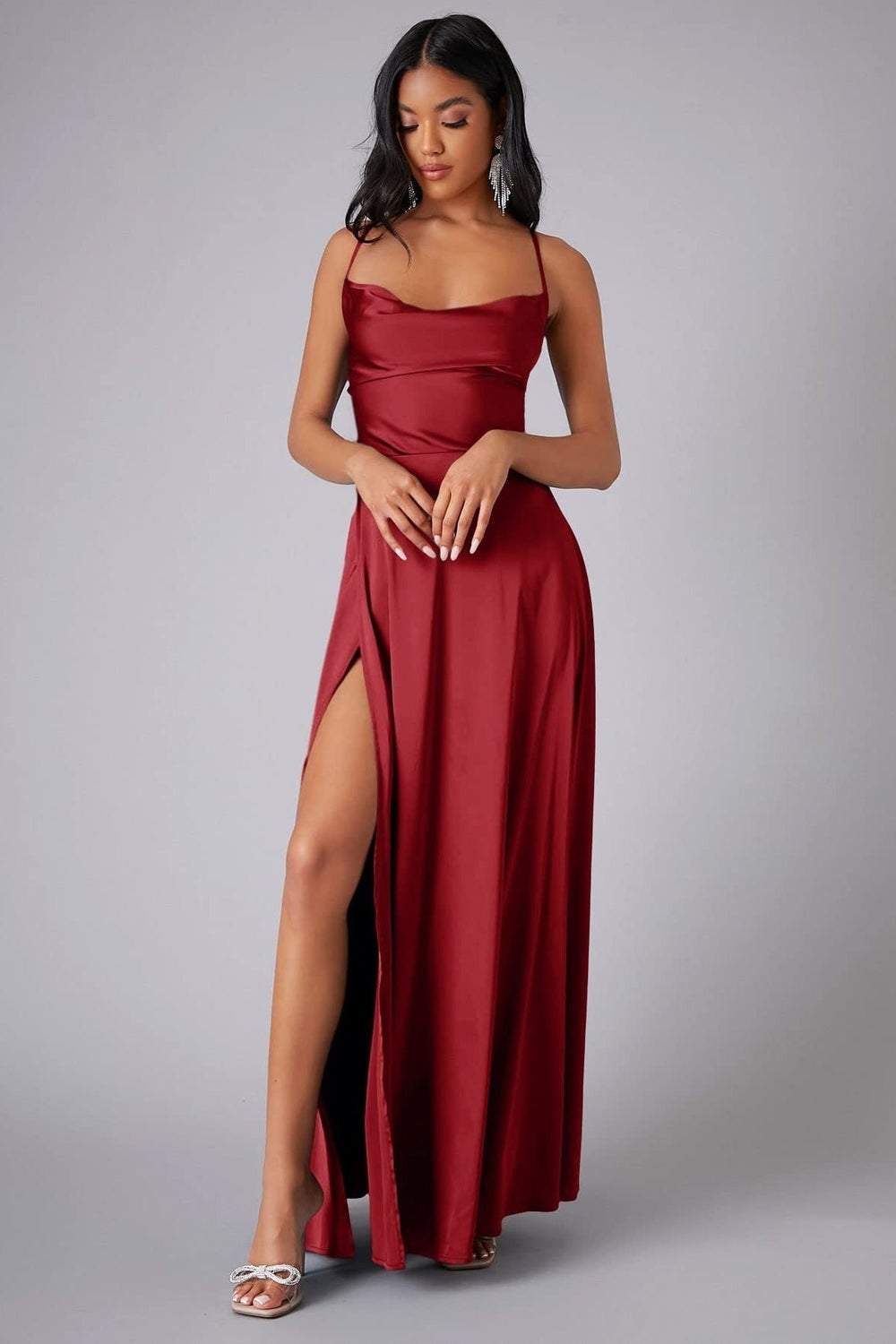Elegant Spaghetti Strap Ruched Formal Dress