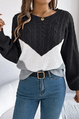 Colorblock Round Neck Pullover Sweater