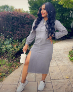 Julia Fashion - Long Sleeve Women Hoodie Midi Dress