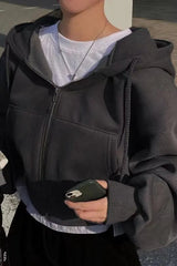 Casual Streetwear Long Sleeve Hoodie Black / S