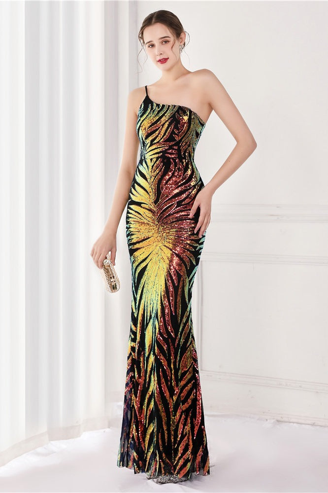 Sparkle Beaded V Neck Party Gown Formal Dress S / Black