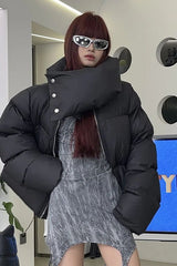 Oversized Snapshot Neck Warmer Puffer Jacket