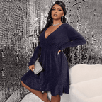 JuliaFashion - Sexy Curve V-Neck Long Sleeve Evening Party Dress