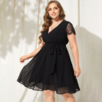 JuliaFashion - Short Sleeve Lace Chiffon Bohemian Sundress