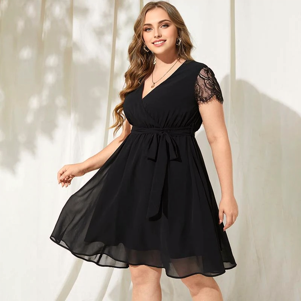 JuliaFashion - Short Sleeve Lace Chiffon Bohemian Sundress