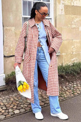 Vintage Plaid Lapel Long Overcoat