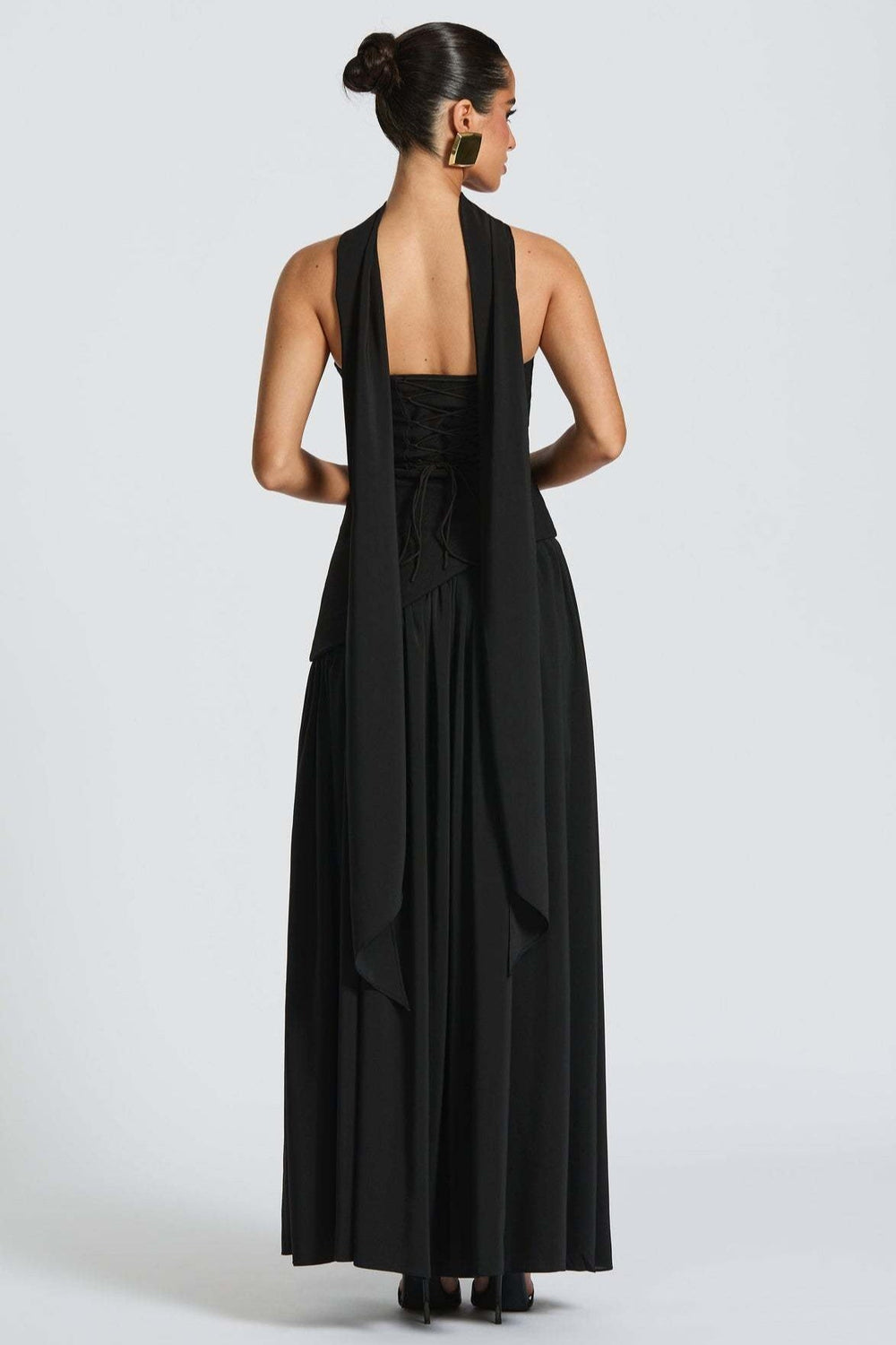 Solid Bustier High Slit Formal Dress