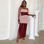 Julia Fashion - Sexy Mesh Patchwork Transparent Pink Dress