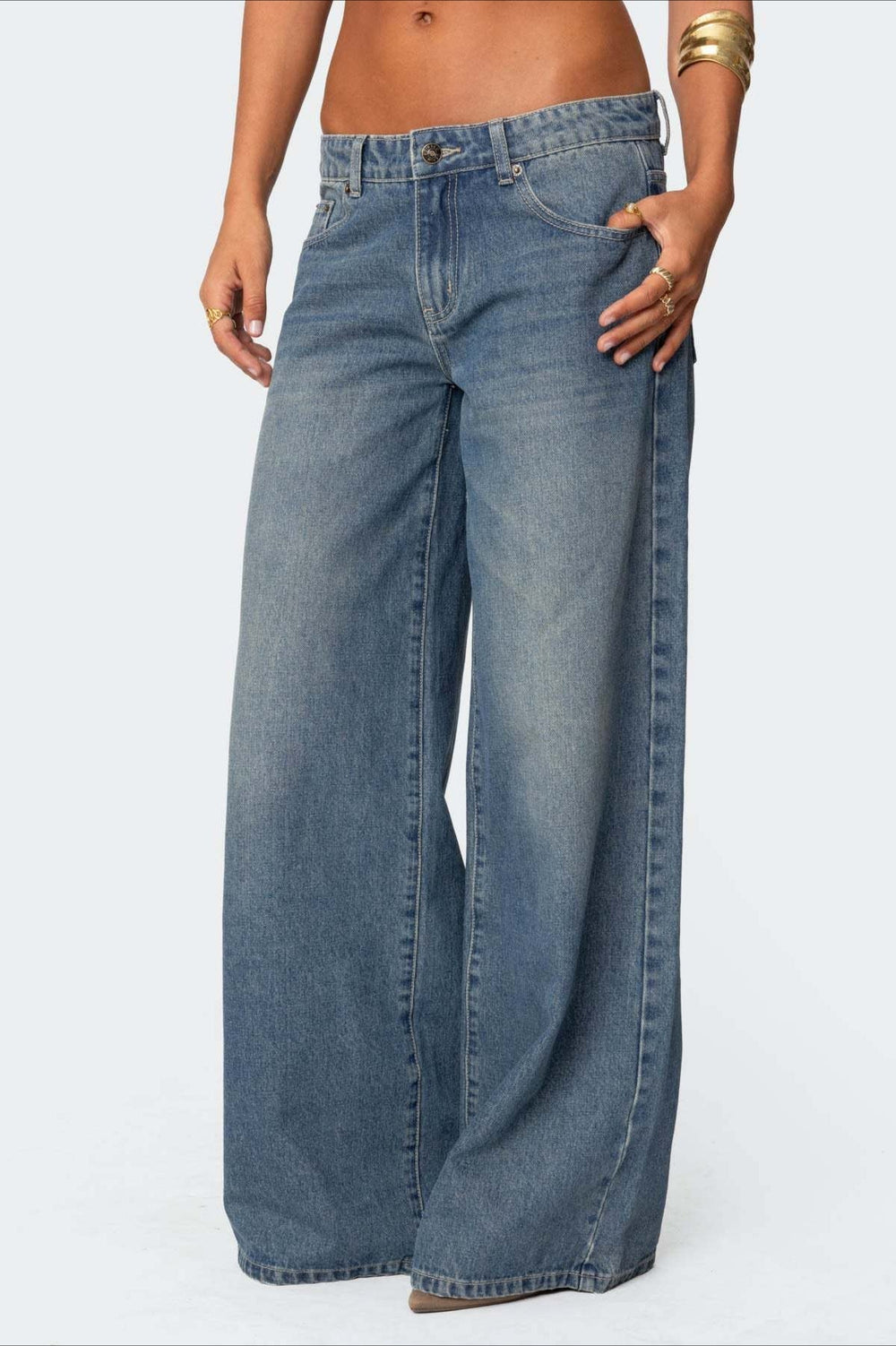 Low Waist Printed Wide Leg Jeans