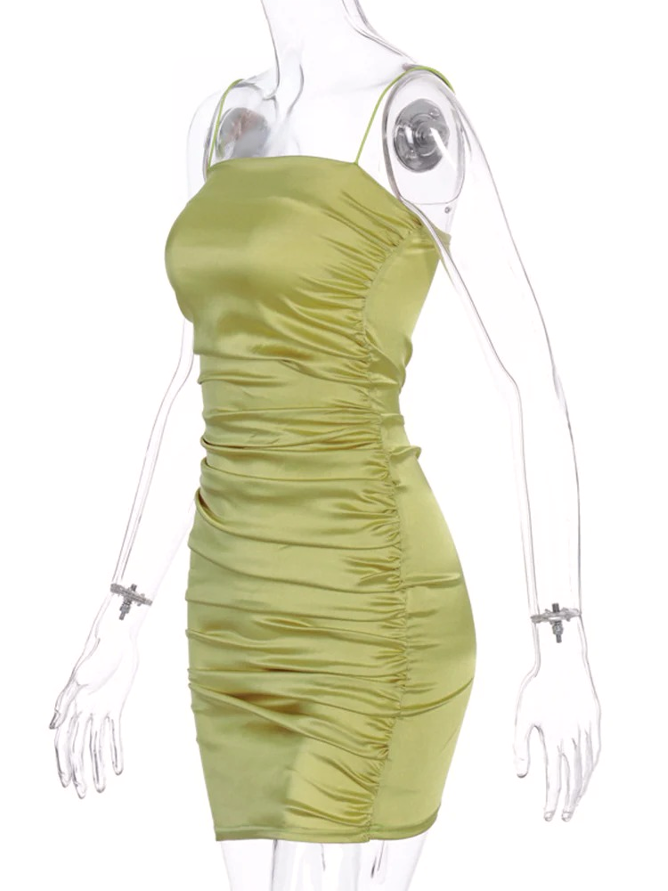 Julia Fashion - Green Pleated Women's Mini Dress