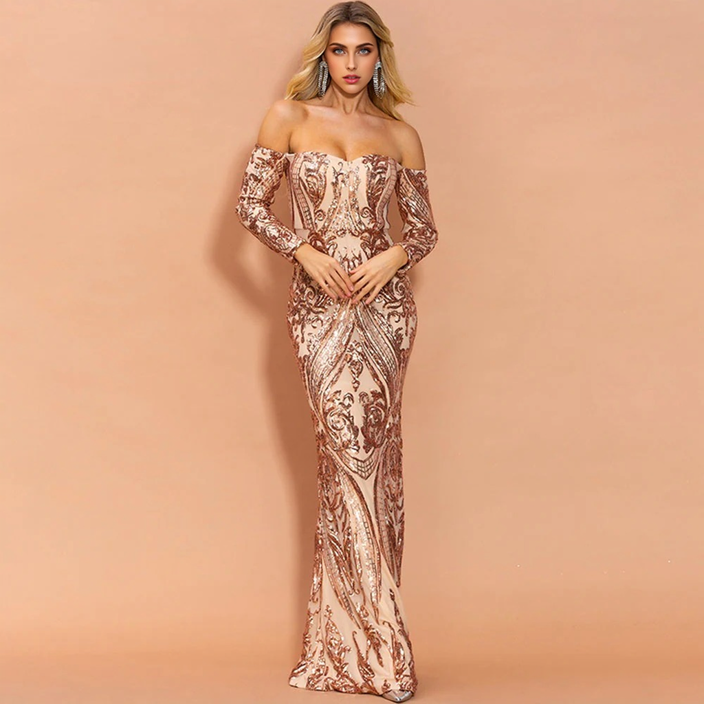 JuliaFashion - Sexy Off the Shoulder Sequin Party Dress