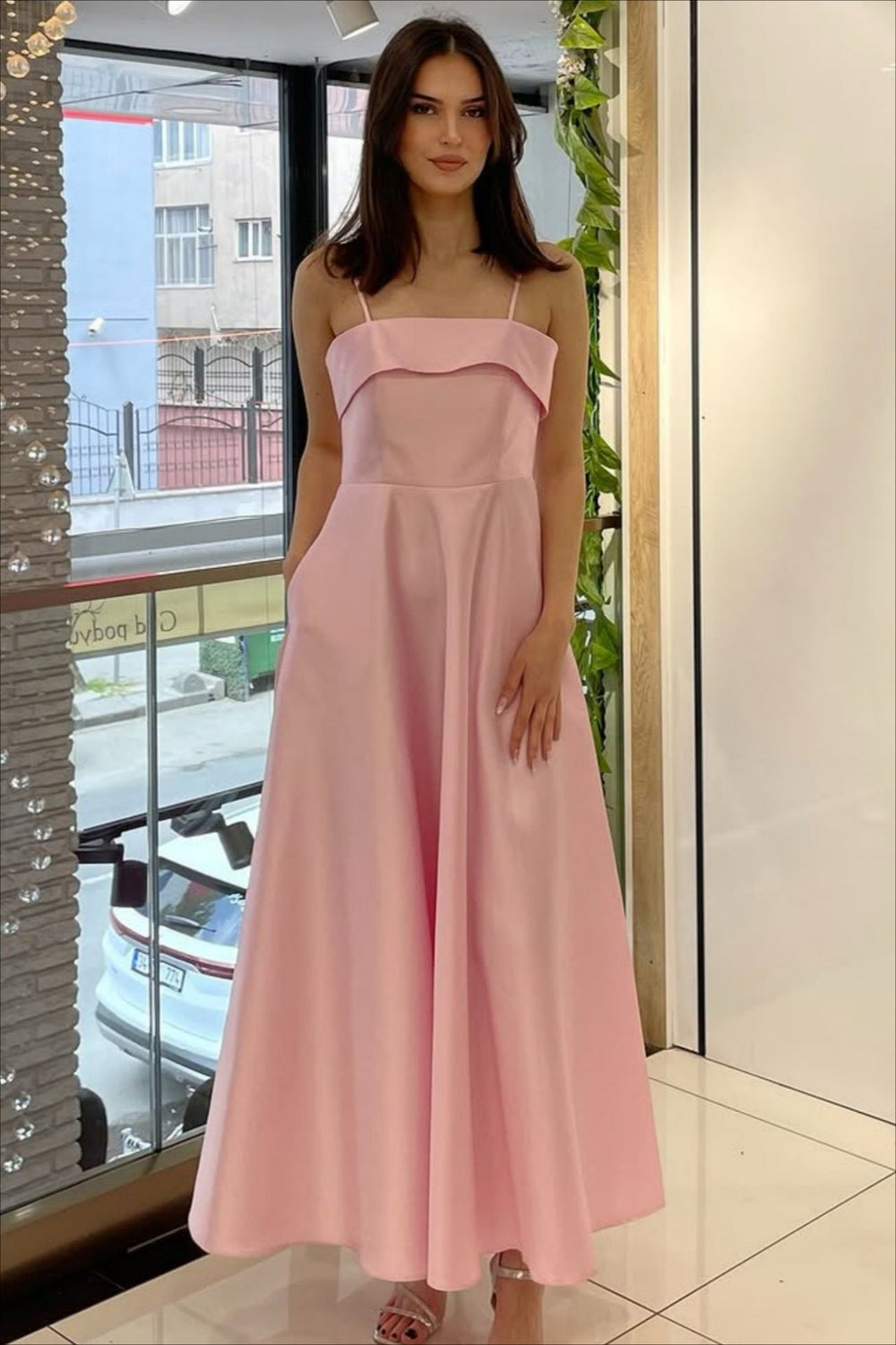 Elegant Satin Slip Vintage Formal Dress