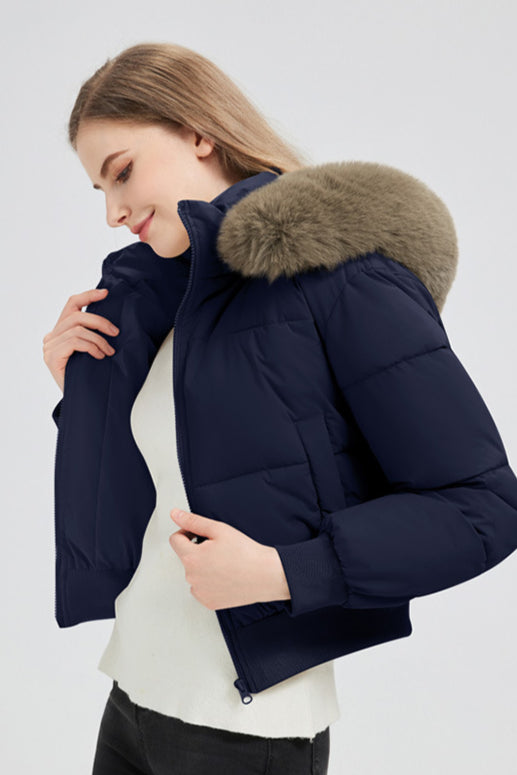 Short Waist Slim Puffer Coat coats