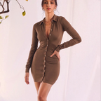 Julia Fashion - New Pleated Long-Sleeved Dress