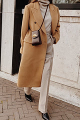 Solid Color Double Breast Lapel Overcoat