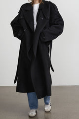 Solid Color Long Sleeve Trench Overcoat