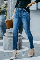High Waist Skinny Pencil Jeans Retro Blue / S