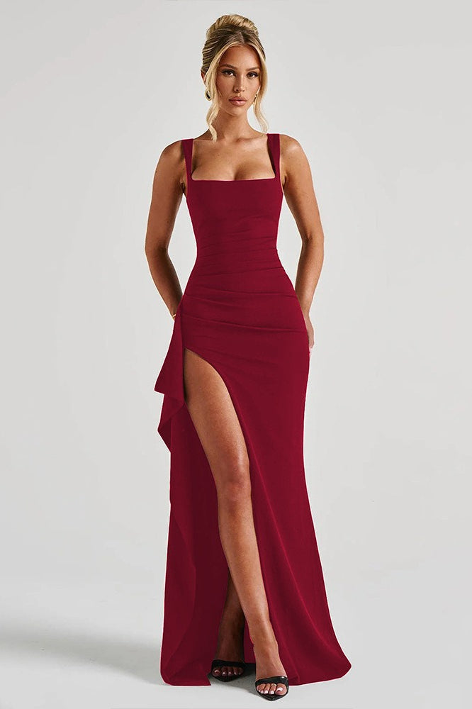 Sexy Spaghetti Strap High Slit Maxi Party Dress