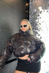 Thermal Insulated Crop Puffer Jacket S / Black