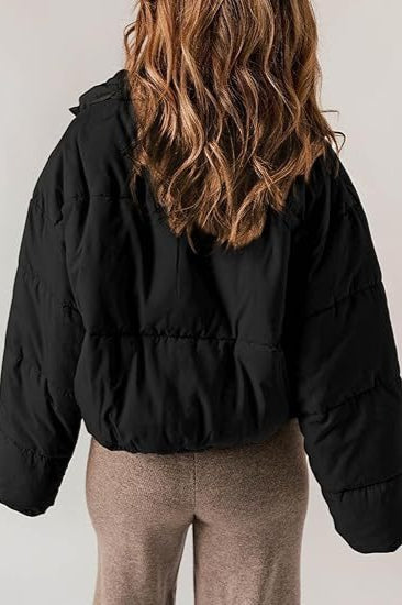 Classic Plain Quilted Puffer Jacket S / Black
