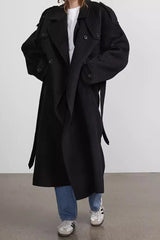 Double Breasted Relaxed Lapel Wool Overcoat