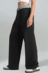 Paneled High Waist  Draping Lounge Knit Pants