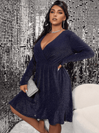 JuliaFashion - Sexy Curve V-Neck Long Sleeve Evening Party Dress