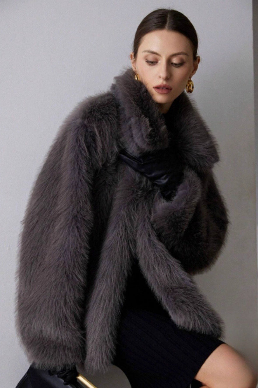 Solid Faux Fur Winter Coat coats