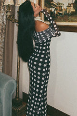 Polka Dot Strapless Bodycon Maxi Dress