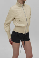 Utility Belted Stand Collar Jacket