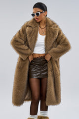 Shawl Collar Faux Fur Overcoat