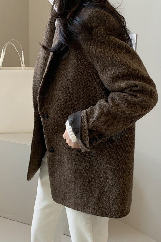 Wool Blend Solid Color Blazer