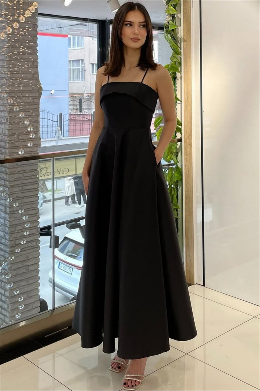 Elegant Satin Slip Vintage Formal Dress