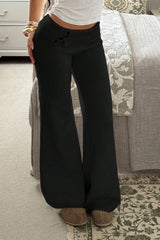 Button Detail Thermal Knit Pants