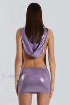 6am Metallic Stylish Backless Mini Dress