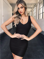 Julia Fashion - Fashion Bag Hip Puss Sexy Mini White Bodycon Mini Dress