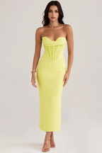 JuliaFashion-High Quality Satin Bodycon Party Corset Dress