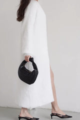 Long Faux Shearling Solid Color Overcoat