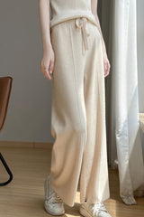 Wool Blend High Waist Knit Pants