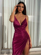 Julia Fashion - Sexy Pile Collar Halter Strap Women's Dress