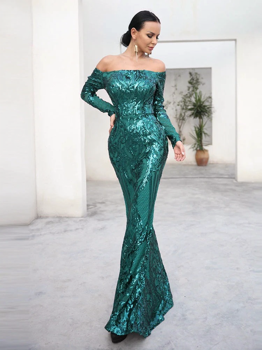 JuliaFashion - Sexy Off the Shoulder Sequin Party Dress