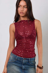 Casual Sequin Bodycon Tank Top