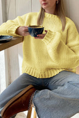 Minimalist Solid Color Loose Crewneck Knit Sweater