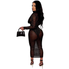 Julia Fashion - Sexy Deep V Long Sleeve Midi Dress